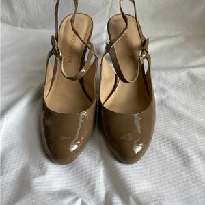 Franco Sarto Glossy Tan Slingback Heels